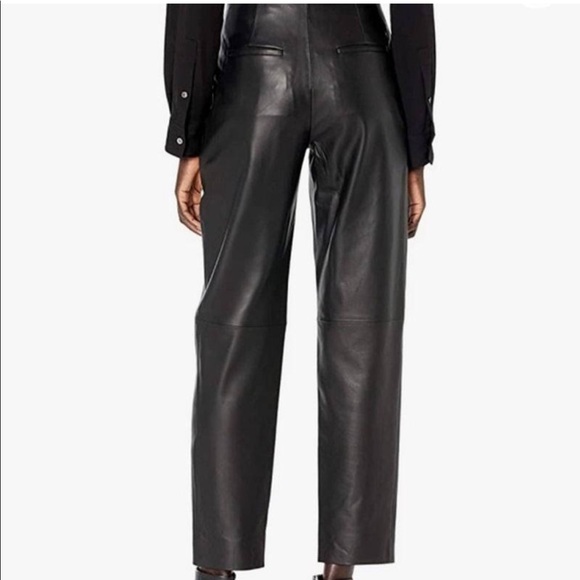 Vince. Black 100% Lamb Leather Tapered Straight Leg Pants Size 8 NWT - Picture 4 of 16